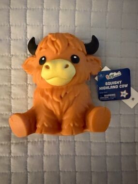 NWT Sunny Days Squeeezy Orange Highland Cow Squishy Sensory Fidget Toy